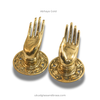 Abhaya mudra brass hand hooks set (left + right), gold finish product photo