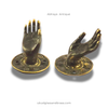 Abhaya mudra brass hand hooks set (left + right), antique brass finish product photo