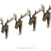set of 4 antique deer with antlers wall hook with white background