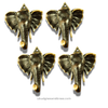 Set of four antique brass elephant head wall hooks displayed together