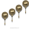 Set of four antique brass sun moon wall hooks, vintage celestial wall hook set