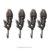 Set of four mermaid-shaped wall hooks on a white background with 'ubudglassandbrass.com' text.