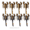 4 pieces of gold and antique brass scorpion wall hook set dark academia wall decor set with white background