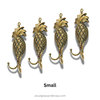 Four gold pineapple-shaped hooks on a white background with 'Small' label and website URL.