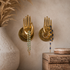 Brass Buddha Mudra Hand Hook | Cabinet Pull & Wall Hook Set of 2 | Boho Zen Spiritual Decor | Handmade in Bali