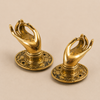 Brass Buddha Mudra Hand Hook | Cabinet Pull & Wall Hook Set of 2 | Boho Zen Spiritual Decor | Handmade in Bali