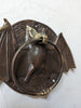 Antique Brass Bat furniture pull towel ring on white 