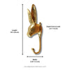 gold brass rabbit hook dimensions on white background