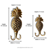 Dimensions of gold pineapple-shaped hooks with measurements and UbudGlassandBrass.com branding.