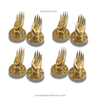 Abhaya mudra mini brass hand bundle in gold finish, 4 sets for drawer pulls and towel hooks