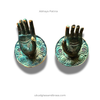 Abhaya mudra brass hand hooks set (left + right), patina finish product photo