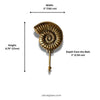 Dimensions of brass ammonite fossil wall hook in inches and cm