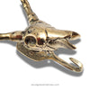 Gold impala skull sculpture on a white background with 'ubudglassandbrass.com' text.