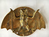 antique brass bat wall hook angled view gothic decor showing depth and texture
