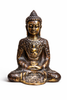 Antique brass Buddha statue sitting meditation pose vintage zen decor