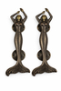 Antique brass mermaid door handle pair for double doors, vintage nautical entry door pulls