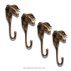 Antique brass ram head wall hook set of 4, gothic animal wall hooks set