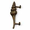 Antique brass seashell door handle for nautical home decor and coastal interior hardware.