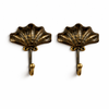 Two piece antique brass seashell wall hook bundle for bathroom or entryway
