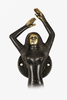 Antique finish mermaid door handle front view, nautical coastal door hardware