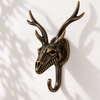 Brass Deer Skull Wall Hook – Gothic Antler Coat Hook in Gold or Dark Antique