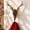 Brass Deer Skull Wall Hook – Gothic Antler Coat Hook in Gold or Dark Antique