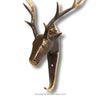 antique brass rustic deeer with antlers close image of the wall hook with white background