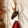 Brass Deer Skull Wall Hook – Gothic Antler Coat Hook in Gold or Dark Antique
