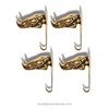 Side view of four brass wild boar skull wall hooks showing the hook depth and shape