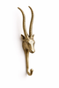 Side view brass antelope animal wall hook sculpture decorative brass wall hook