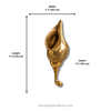 Dimensions of the brass Batik carved shell hook: 7 in (17.78 cm) long, 3 in (7.62 cm) wide and 3 in (7.62 cm) deep, with traditional Balinese scroll carving and a ball-tipped hook. Handmade cast brass nautical wall hook from Ubud, Bali.