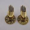 Pair of Size #6 brass Buddha hand hooks shown together as a matching left and right set.