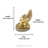 Brass Buddha mudra hand hook size #2 dimensions 6.5in 16.5cm length, 3.25in 8.3cm base height, wall hook and cabinet hardware