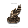Abhaya mudra brass Buddha hand Size #2, left hand in antique finish—statement hardware for cabinets and doors.