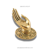 Abhaya mudra brass Buddha hand Size #2, right hand in gold finish—decorative door pull and wall hook.