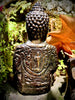 Brass Back view Buddha statue in garden meditation decor handcrafted Bali sculpture