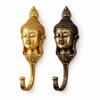 Brass Buddha wall hook set gold and antique finish, zen coat hanger, spiritual wall decor Bali handmade