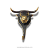 Antique finish brass bull head wall hook, bull head wall decor sculpture with hook for entryway and mudroom