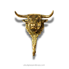 Brass bull head wall hook gold finish, bull head wall sculpture hook for coats towels and bags, handmade in Bali