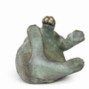 Bottom view of brass cat sculpture showing solid brass construction and base detail