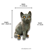 Dimensions of solid brass cat sculpture showing height width and depth of decorative figurine