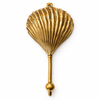 Solid brass clam shell wall hook for coastal decor, beach house interiors, and nautical wall storage