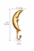 Dimension guide for brass crescent moon wall hook showing 6.5 inch height, 2 inch width, and 1 inch depth with centimeter measurements