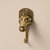 Front view of solid brass crocodile skull wall hook showing detailed hand-cast sculpted jaw teeth and eye socket — gothic dark academia decorative wall hook handmade in Ubud Bali