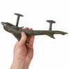 Antique brass dolphin door handle held in hand, vintage coastal entry door pull hardware