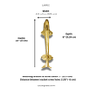 Large brass dolphin door handle dimensions diagram for door pull hardware (large size).