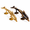 Brass dolphin door handle double door set showing gold and antique finish options (2 piece set)