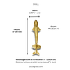 Small brass dolphin door handle dimensions diagram for door pull hardware (small size).