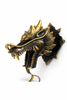 Brass dragon head wall mount set in antique black-gold and gold finishes, gothic fantasy wall decor