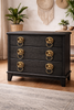 Brass eagle drawer pulls installed on dresser vintage cabinet hardware furniture upgrade